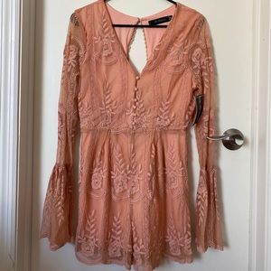 Blush pink lace romper